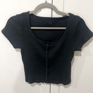 Brandy Melville black buttoned tee